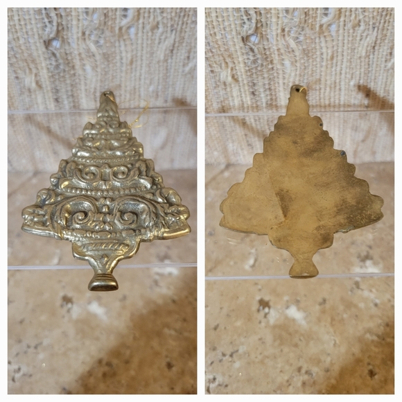 Vintage Solid Brass Christmas Tree Holiday Ornament - Picture 2 of 2